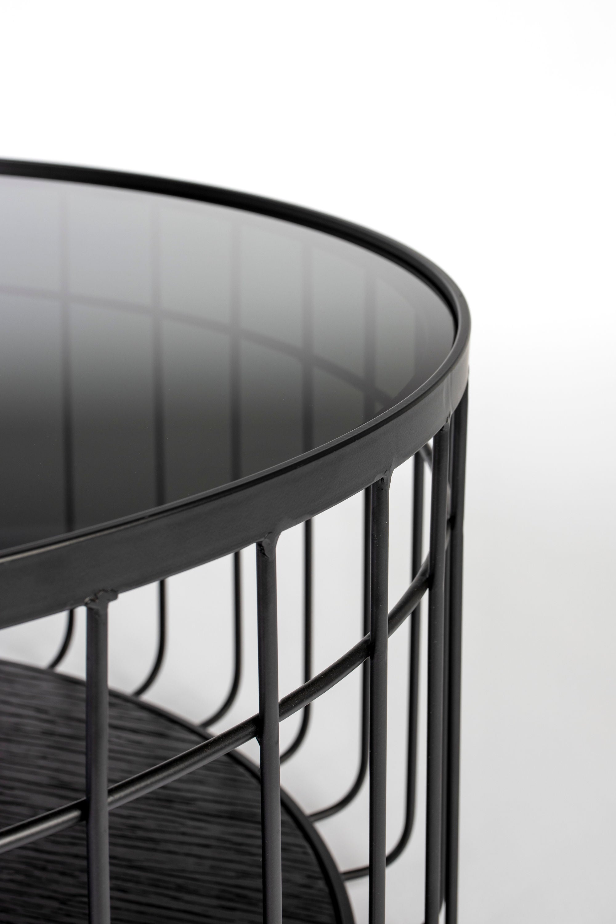 Lance Black Glass Round Coffee Table Large